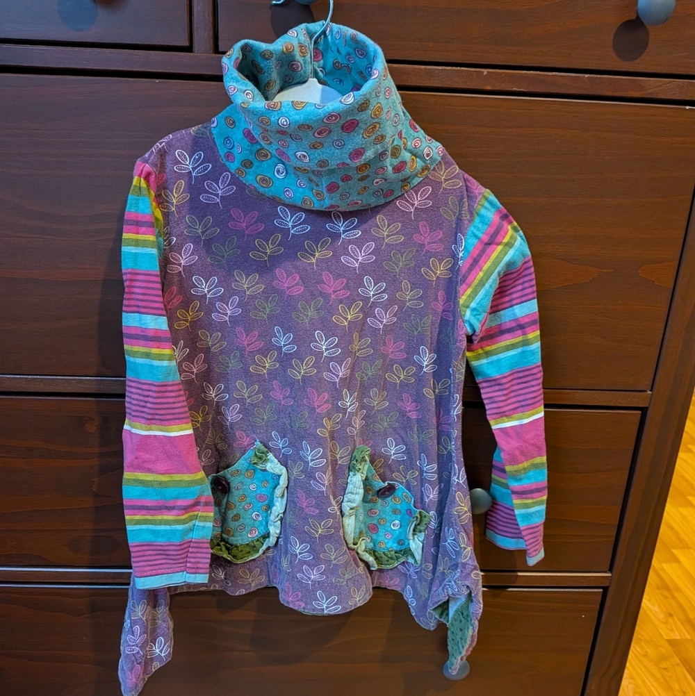 Jelly The Pug Girls Turtlenecks Floral Patchwork Size 7 Colorful